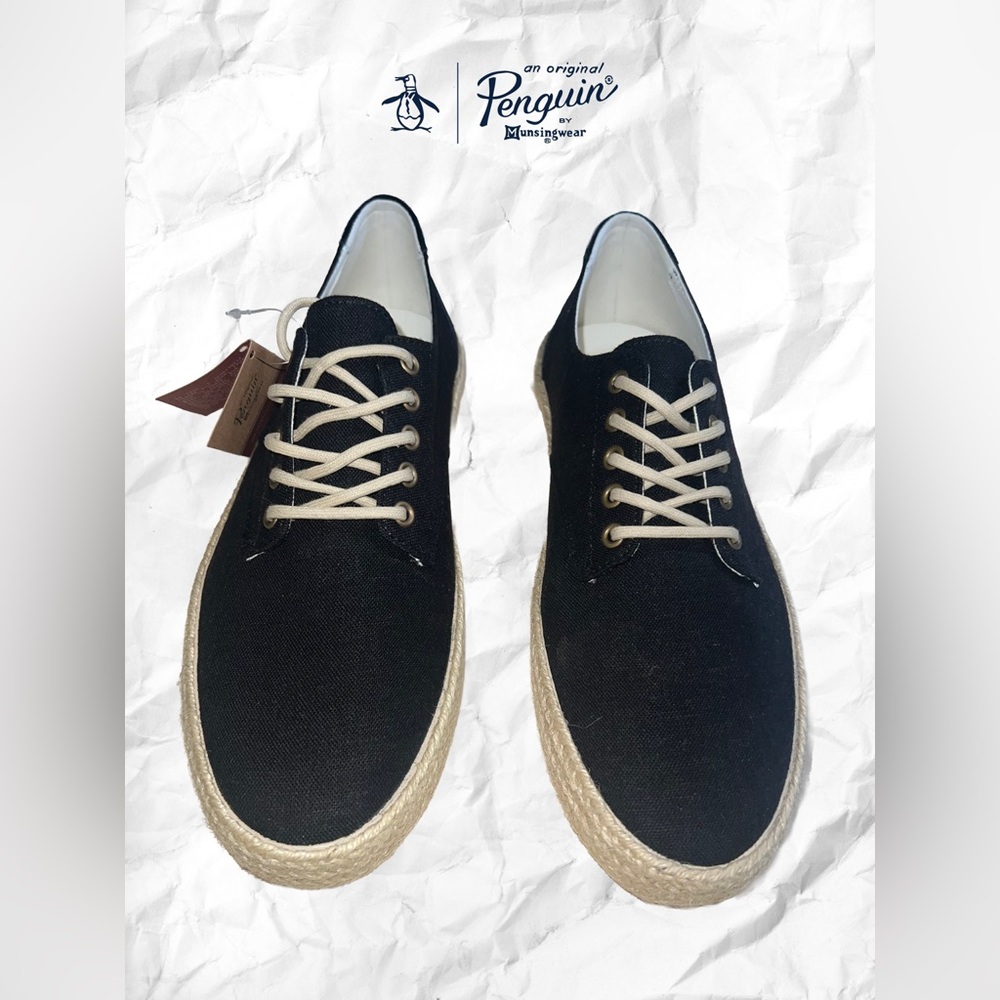 Original Penguin Black and Cream Oxford Espadrille Sneakers